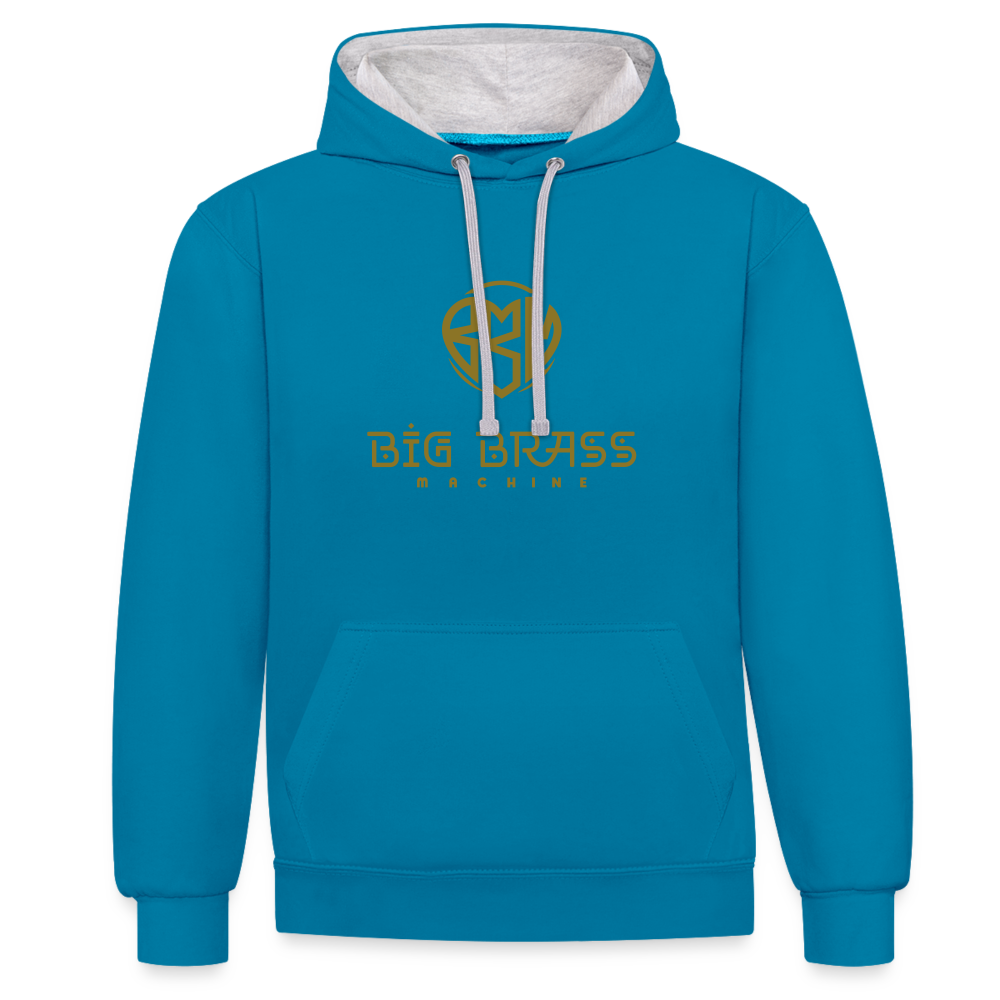 Logo Gold Kontrast-Hoodie - Pfauenblau/Grau meliert